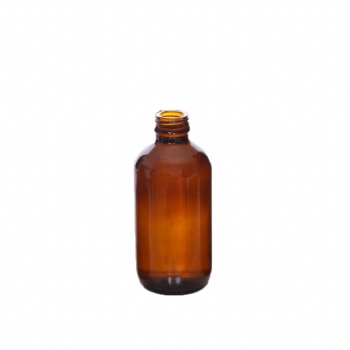 Boston Round Amber Glass Bottle